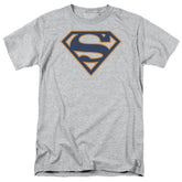 Superman Navy & Orange Shield Men's 18/1 Cotton SS T