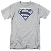 Superman Navy & White Shield Men's 18/1 Cotton SS T