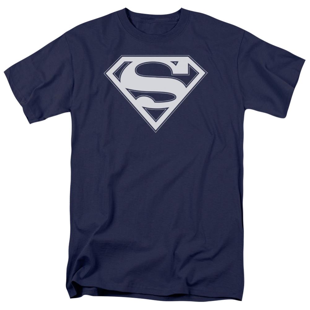 Superman Navy & White Shield Men's 18/1 Cotton SS T