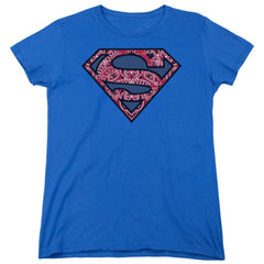 Superman Paisley Shield Women's 18/1 Cotton SS T
