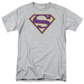 Superman Purple & Gold Shield Men's 18/1 Cotton SS T