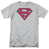 Superman Red & Black Shield Men's 18/1 Cotton SS T