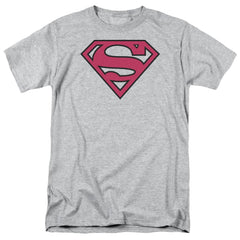 Superman Red & Black Shield Men's 18/1 Cotton SS T