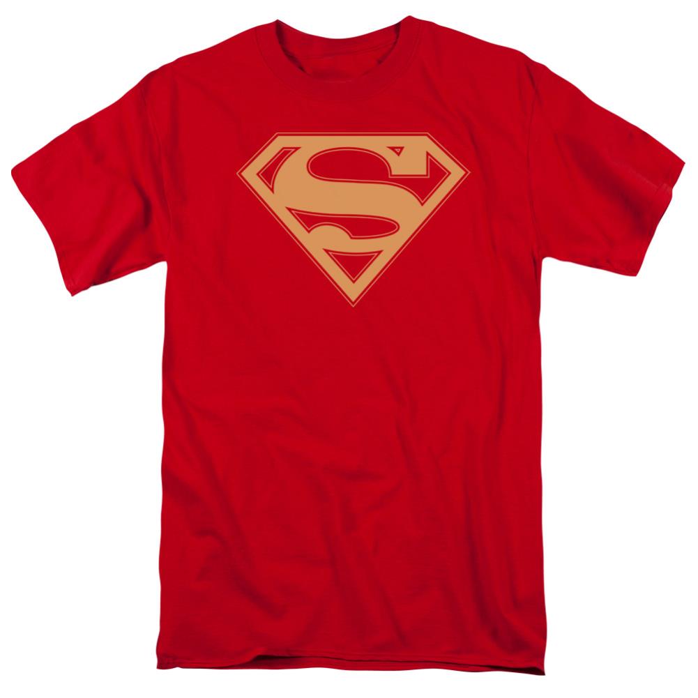 Superman Red & Gold Shield Men's 18/1 Cotton SS T