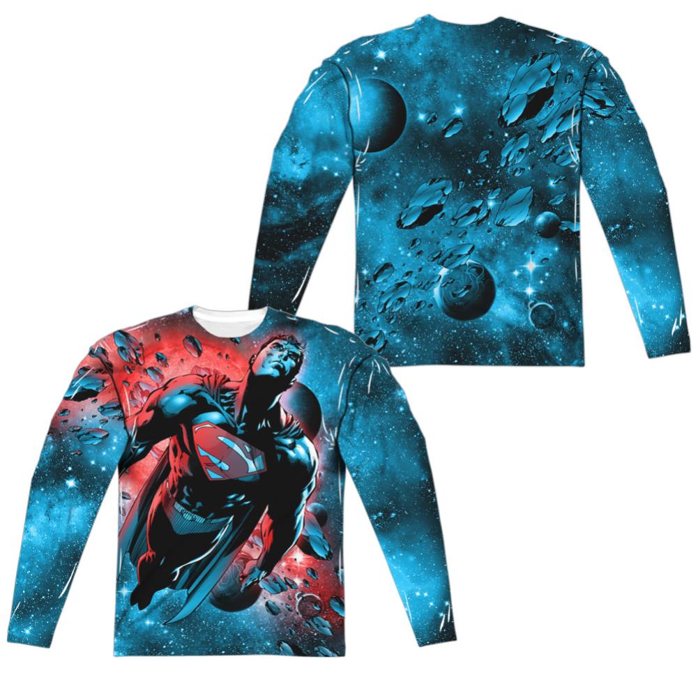 Superman Red Sun (Front/Back Print) Men's Regular Fit Polyester LS T
