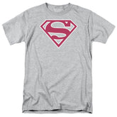 Superman Red & White Shield Men's 18/1 Cotton SS T