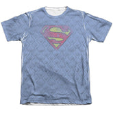 Superman Repeat Over Distressed Men's Regular Fit Poly Cotton SS T