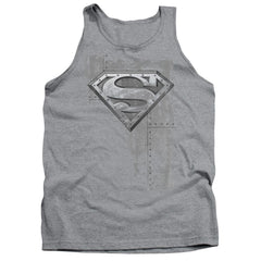 Superman Riveted Metal Men's 18/1 Cotton Tank Top