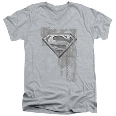 Superman Riveted Metal Men's 30/1 Cotton Slim V-Neck T