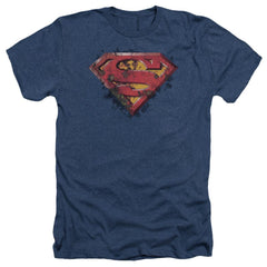Superman Rusted Shield Men's 30/1 Heather 60 40 Poly SS T