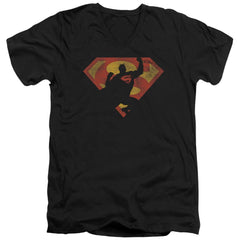 Superman S Shield Knockout Men's 30/1 Cotton Slim V-Neck T