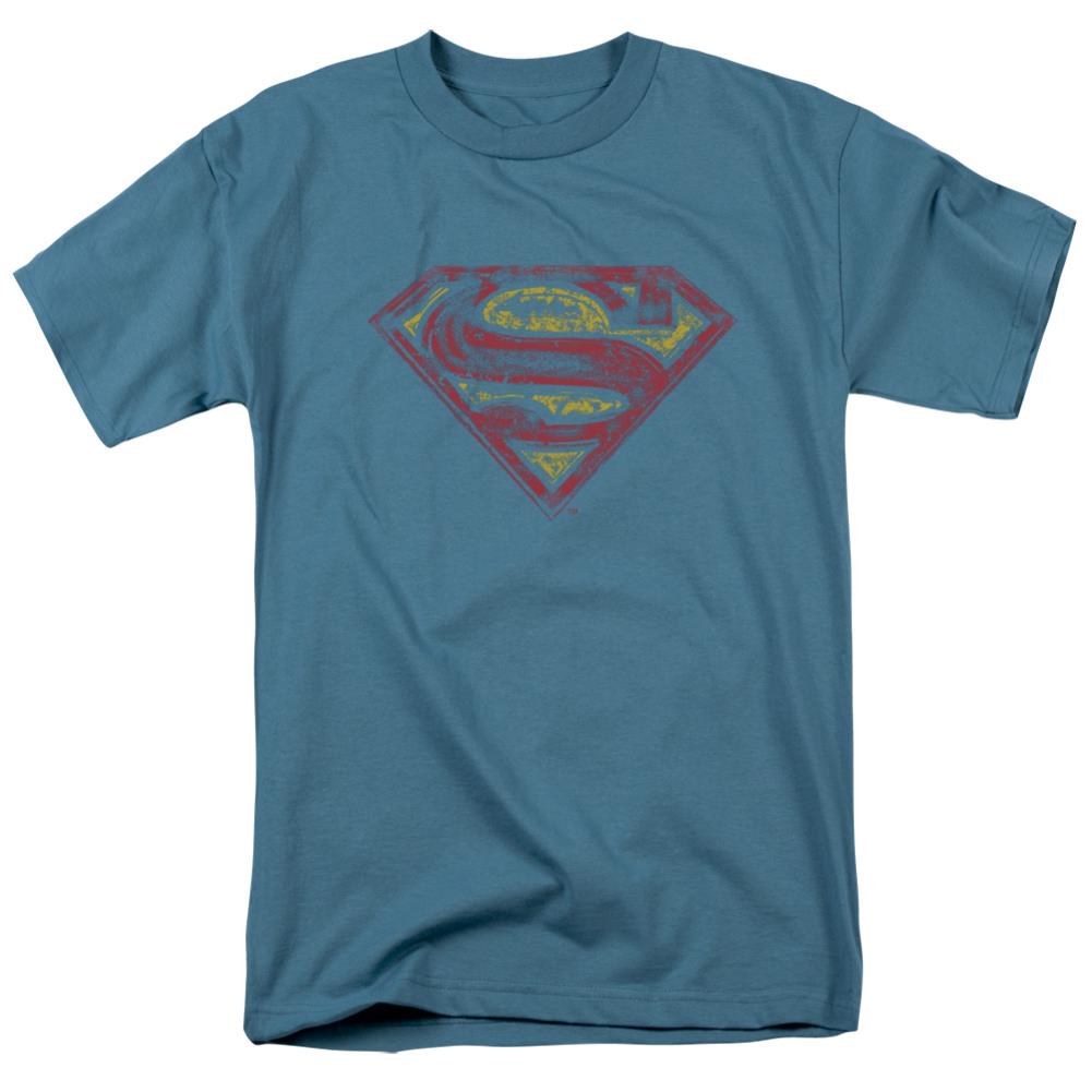 Superman S Shield Rough Men's 18/1 Cotton SS T
