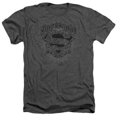Superman Scrolling Shield Men's 30/1 Heather 60 40 Poly SS T