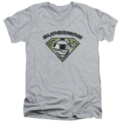 Superman Soccer Shield Men's 30/1 Cotton Slim V-Neck T