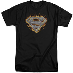 Superman Steel Fire Shield Men's 18/1 Tall Cotton SS T