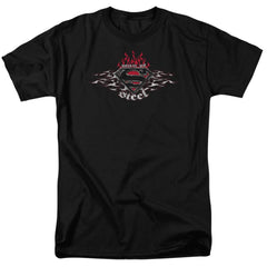 Superman Steel Flames Shield Men's 18/1 Cotton SS T