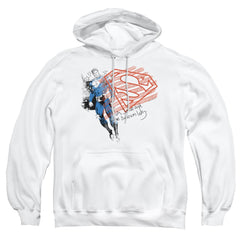 Superman Super American Flag Men's Pull-Over 75 25 Poly Hoodie