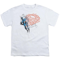 Superman Super American Flag Youth 18/1 100% Cotton SS T