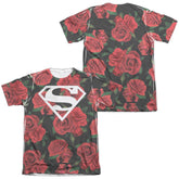 Superman Super Floral (Front/Back Print) Men's Regular Fit Poly Cotton SS T