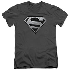 Superman Super Metallic Shield Men's 30/1 Cotton Slim V-Neck T