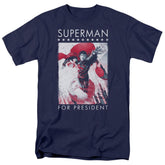 Superman Superman For President Men's 18/1 Cotton SS T