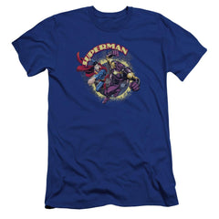 Superman Superman Vs Mongol Men's Ultra-Soft 30/1 Cotton Slim SS T
