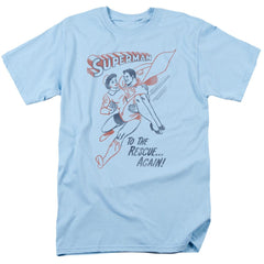Superman To The Rescue Men's 18/1 Cotton SS T