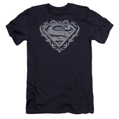 Superman Tribal Steel Shield Men's Ultra-Soft 30/1 Cotton Slim SS T