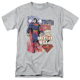 Superman Truth Justice Men's 18/1 Cotton SS T