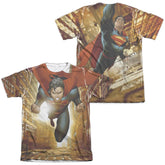 Superman Up Up City (Front/Back Print) Men's Regular Fit Poly Cotton SS T