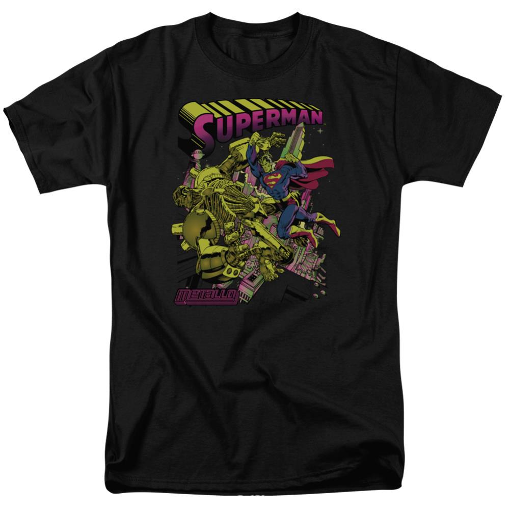 Superman Versus Metallo Blacklight Men's 18/1 Cotton SS T