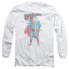 Superman Vintage Ink Splatter Men's 18/1 Cotton LS T