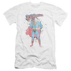 Superman Vintage Ink Splatter Men's Ultra-Soft 30/1 Cotton Slim SS T