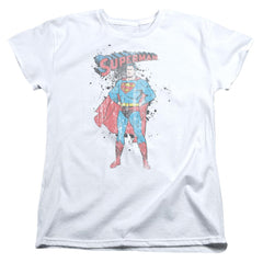 Superman Vintage Ink Splatter Women's 18/1 Cotton SS T