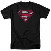 Superman War Torn Shield Men's 18/1 Cotton SS T