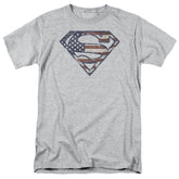 Superman Wartorn Flag Men's 18/1 Cotton SS T