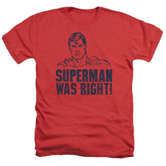 Superman Was Right Men's 30/1 Heather 60 40 Poly SS T