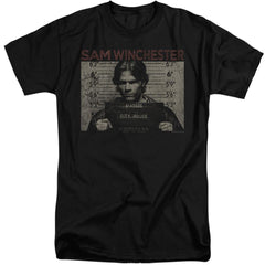 Supernatural Sam Mug Shot Men's 18/1 Tall Cotton Short-Sleeve T-Shirt