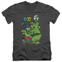 Teen Titans Go Beast Boy Stack Men's 30/1 Cotton Slim V-Neck T-Shirt