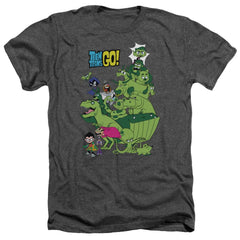 Teen Titans Go Beast Boy Stack Men's 30/1 Heather 60 40 Poly Short-Sleeve T-Shirt