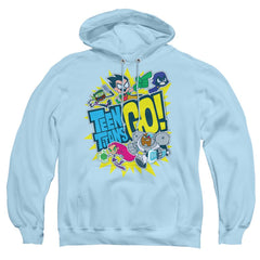 Teen Titans Go Logo And Characters Burst Men's Pull-Over 75 25 Poly Hoodie