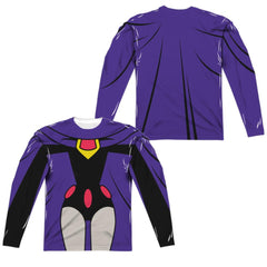 Teen Titans Go Raven Uniform (Front/Back Print) Men's Regular Fit Polyester Long-Sleeve T-Shirt