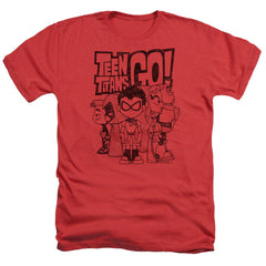 Teen Titans Go Team Up Men's 30/1 Heather 60 40 Poly Short-Sleeve T-Shirt