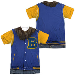 Teen Wolf Varsity Jacket (Front/Back Print) Men's Regular Fit Polyester Short-Sleeve T-Shirt
