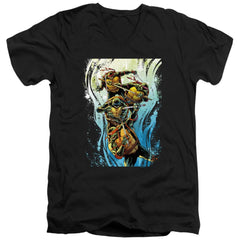 Teenage Mutant Ninja Turtles Cool Rainbow Warriors Men's 30/1 Cotton Slim V-Neck T-Shirt