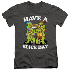 Teenage Mutant Ninja Turtles Have A Slice Day Men's 30/1 Cotton Slim V-Neck T-Shirt