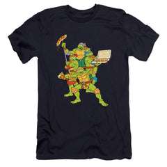 Teenage Mutant Ninja Turtles Pizza Party Men's Ultra-Soft 30/1 Cotton Slim Short-Sleeve T-Shirt