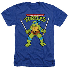 Teenage Mutant Ninja Turtles Retro Leo Men's 30/1 Heather 60 40 Poly Short-Sleeve T-Shirt