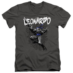 Teenage Mutant Ninja Turtles Tmnt Leonardo Men's 30/1 Cotton Slim V-Neck T-Shirt