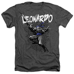 Teenage Mutant Ninja Turtles Tmnt Leonardo Men's 30/1 Heather 60 40 Poly Short-Sleeve T-Shirt